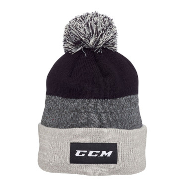 Bonnet CCM Team Fleece C4822 pompon noir gris