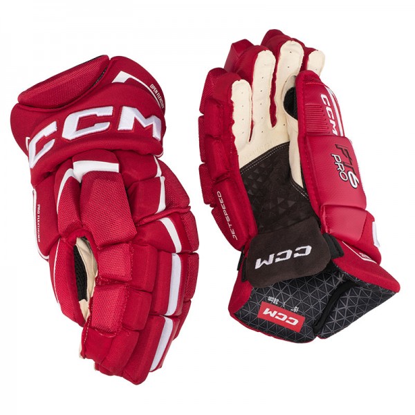 Gants CCM Jet Speed FT6 Pro senior rouge blanc