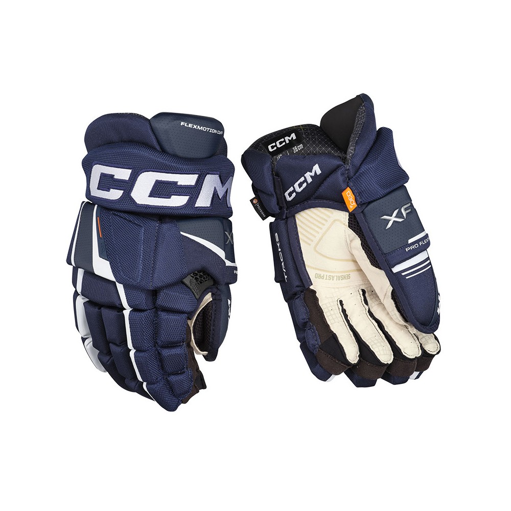 Gants CCM Tacks XF Pro Senior bleu navy blanc