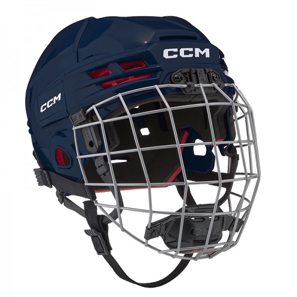 Casque CCM Tacks 70 Combo bleu navy avec grille argent Junior