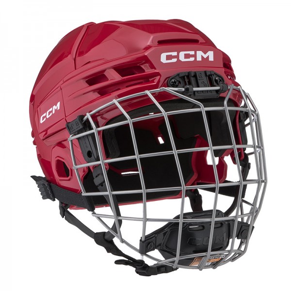 Casque CCM Tacks 70 Combo rouge avec grille argent Junior