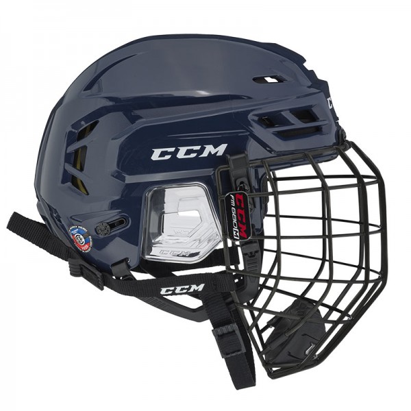 Casque CCM Tacks 310 Combo bleu navy avec grille noire