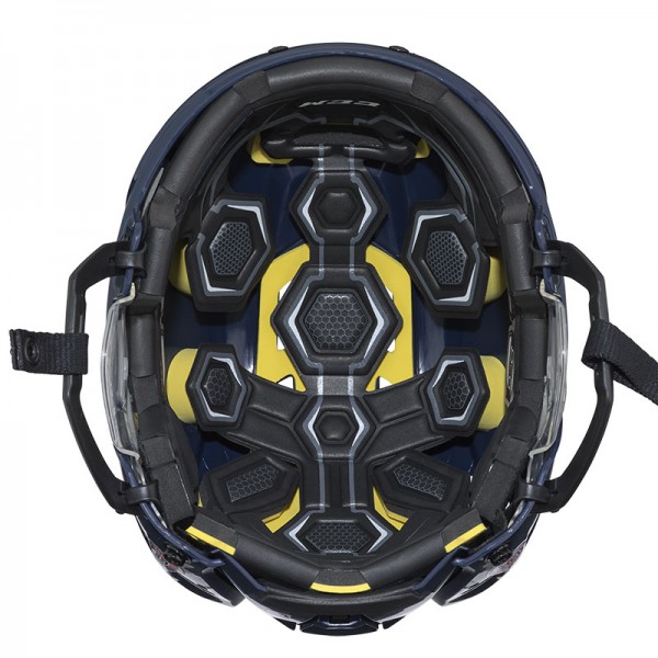 Casque CCM Tacks 310 Combo bleu navy avec grille noire