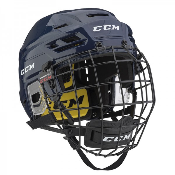 Casque CCM Tacks 210 Combo bleu navy avec grille noire