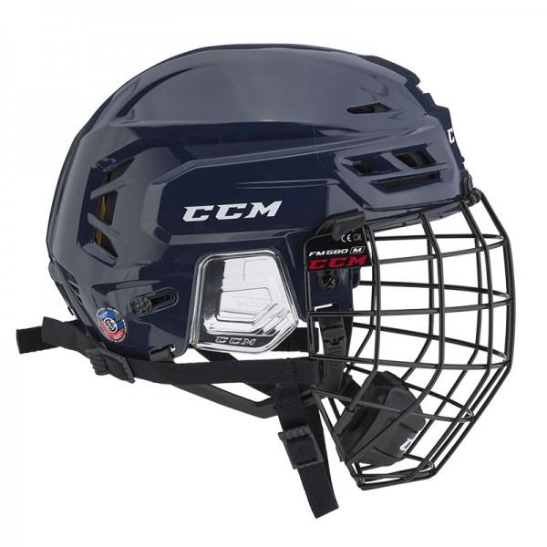 Casque CCM Tacks 210 Combo bleu navy avec grille noire