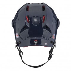 Casque CCM Tacks 50 Combo bleu navy avec grille argentée