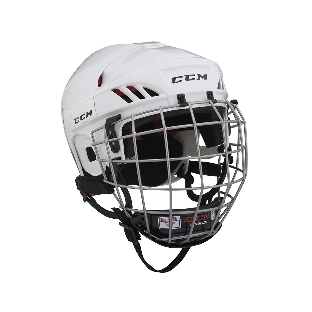 Casque CCM Tacks 50 Combo blanc avec grille argentée