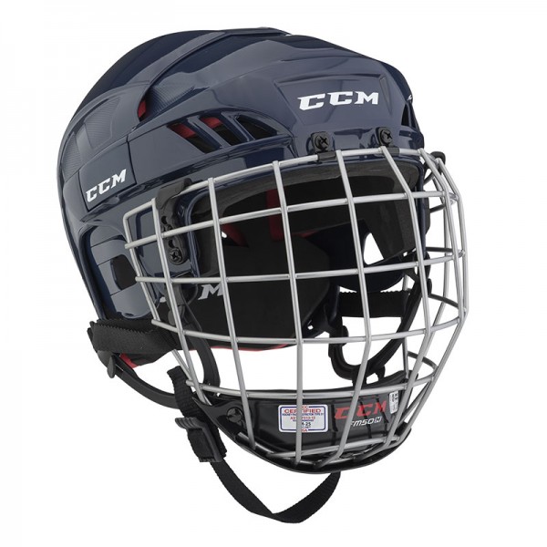 Casque CCM Tacks 50 Combo bleu navy avec grille argentée