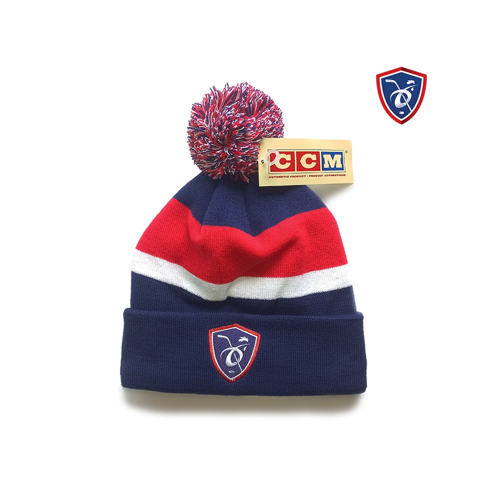 Bonnet officiel FFHG CCM France bleu blanc rouge à pompon