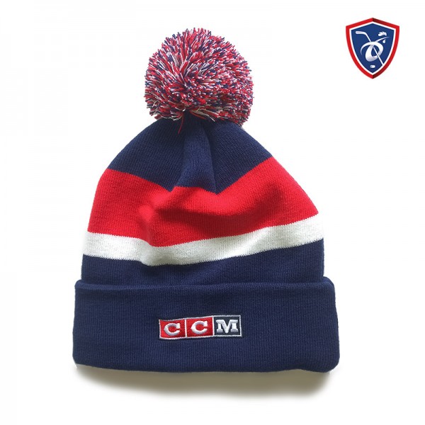 Bonnet officiel FFHG CCM France bleu blanc rouge à pompon