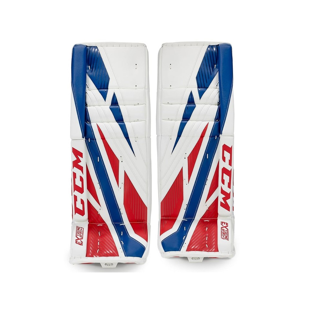 Bottes CCM Extreme Flex 4 Pro Senior blanc rouge bleu royal