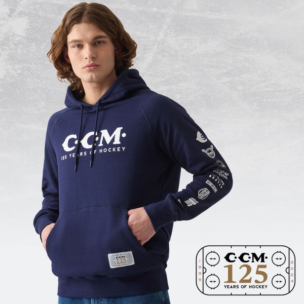 Sweat à capuche CCM 125 ans bleu navy