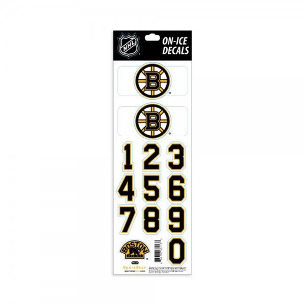 Planche stickers autocollants numéros et logo NHL Bruins Boston