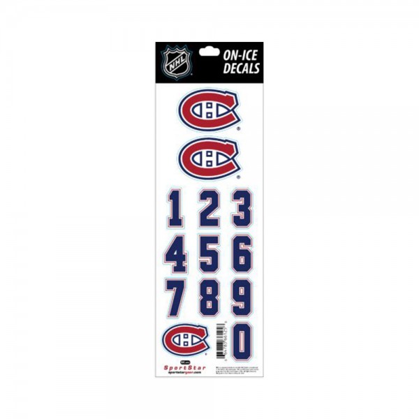 Planche stickers autocollants numéros et logo NHL Canadiens Montreal