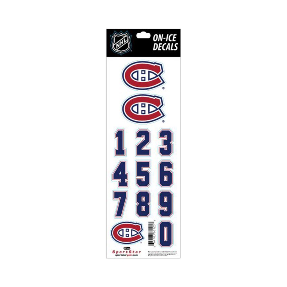 Planche stickers autocollants numéros et logo NHL Canadiens Montreal