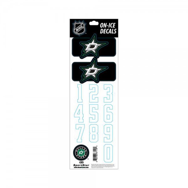 Planche stickers autocollants numéros et logo NHL Stars Dallas