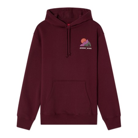 Sweat à capuche CCM Winter Montagnes couleur cerise noire