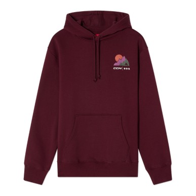 Sweat à capuche CCM Winter Montagnes couleur cerise noire