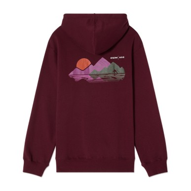 Sweat à capuche CCM Winter Montagnes couleur cerise noire
