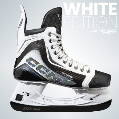 Patins de hockey CCM Jetspeed FT8 PRO WHITE Edition Limitée Senior Blanc