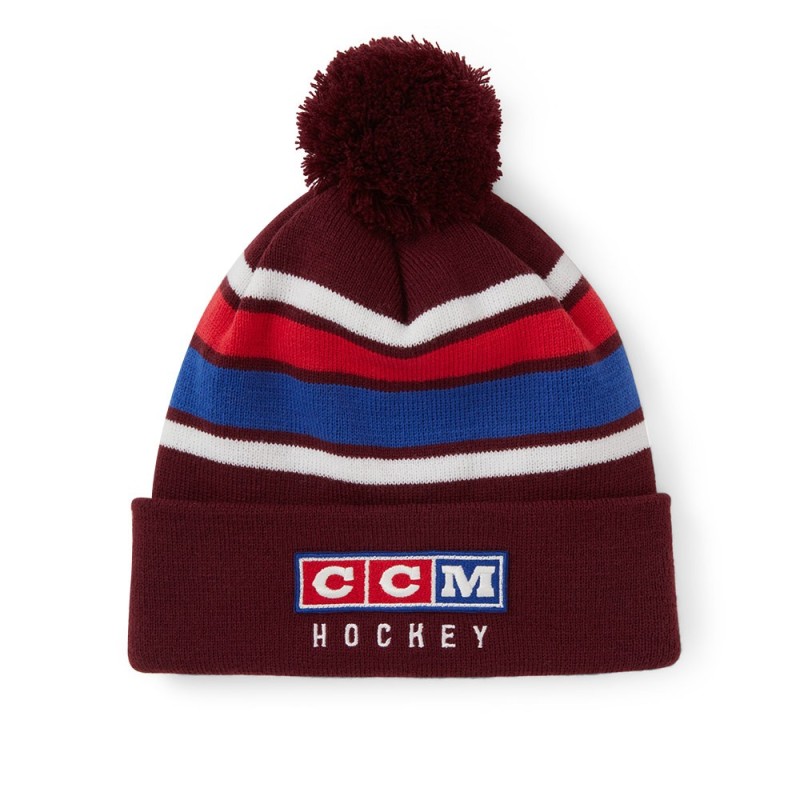 Bonnet CCM Vintage Pom Knit bordeaux