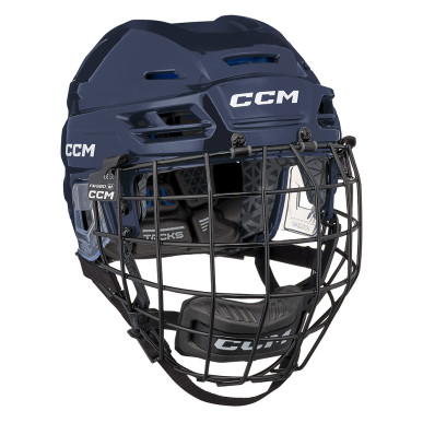 Casque de hockey CCM Tacks 310-V26 Combo avec grille de protection couleur bleue navy