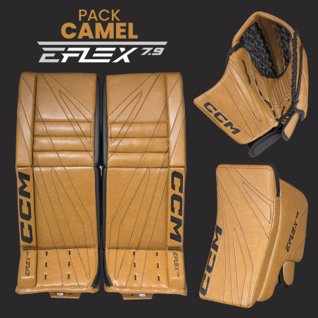 Pack Gardien Bottes Bouclier Mitaine CCM EFLEX 7.9 CAMEL EL Senior