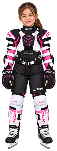 Kit de protection de hockey Barbie CCM : &eacute;pauli&egrave;res, gants, culotte et jambi&egrave;res